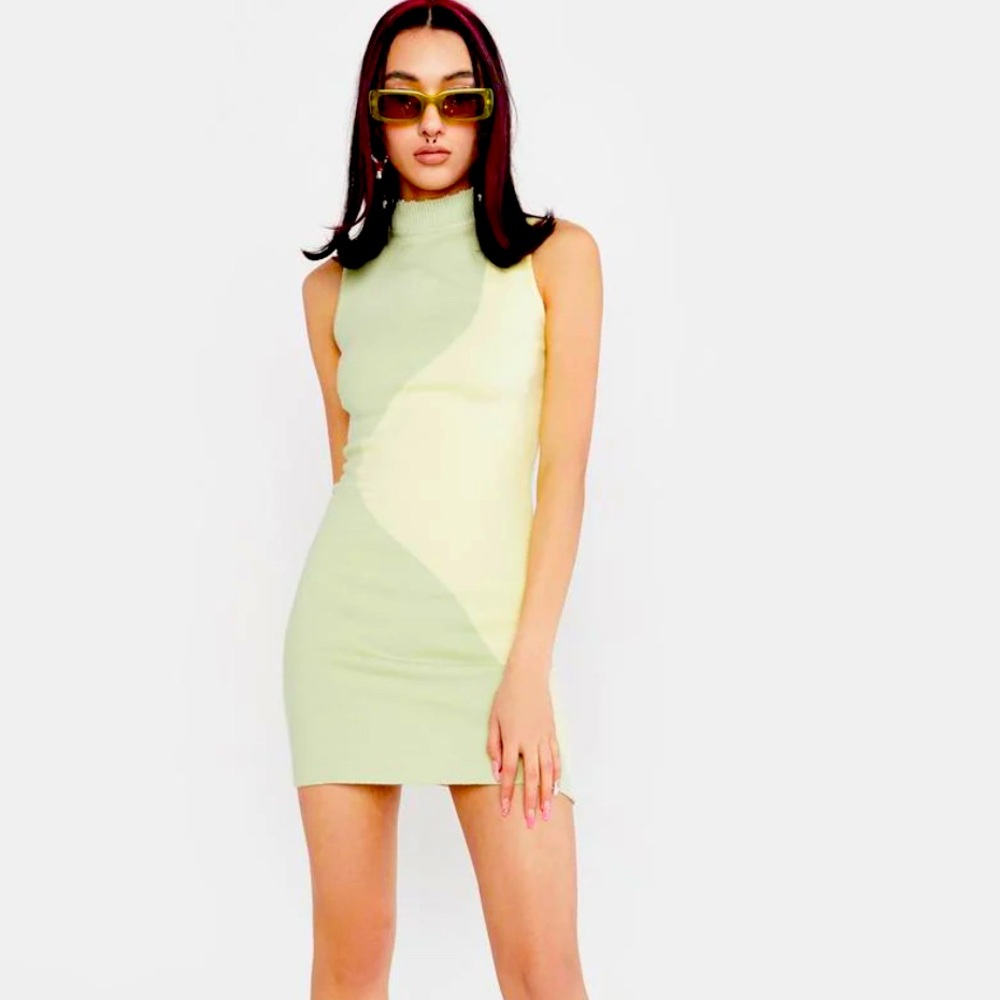 Peppermayo dress- size S/M. Green and yellow design, stretchy, and fun!